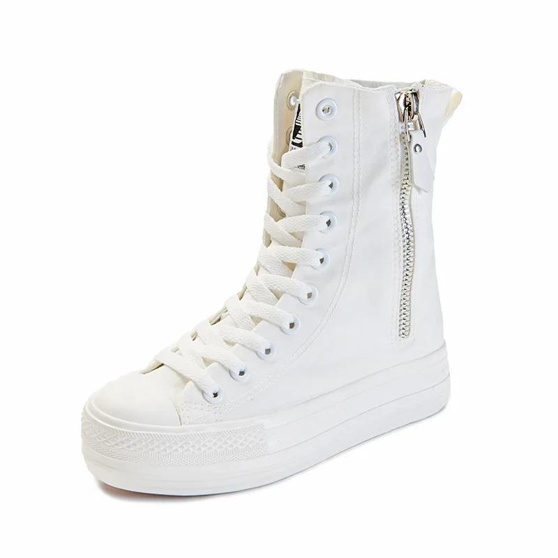 

Мода 2024 года, корейский стиль, мода, тонкие, повседневные, высокие, большого размера, парусиновые, женские танцевальные туфли, женские ботинки на молнии 40