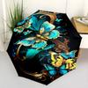 Golden Frame With Colorful Butterflies And Leaves Compact Travel Automatic Umbrella Sturdy 8Rib Shaft Durable Plastic Iron Allseason Women'S Umbrella