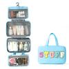 Polyester Travel Toiletry Bag With Dry Wet Separation And Hanging Design For Home And Travel Use