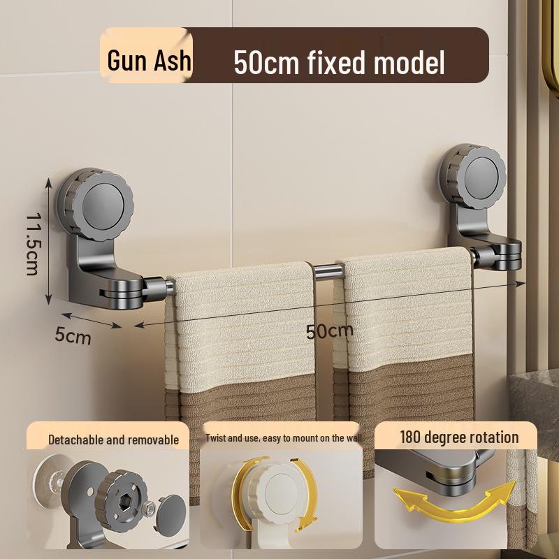 Punch-Free Rotating Towel Rack & Slippers Storage Bar