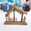 Christmas Decorations Manger Nativity Stable Easy to Store Miniature Lifelike Wooden Tabletop