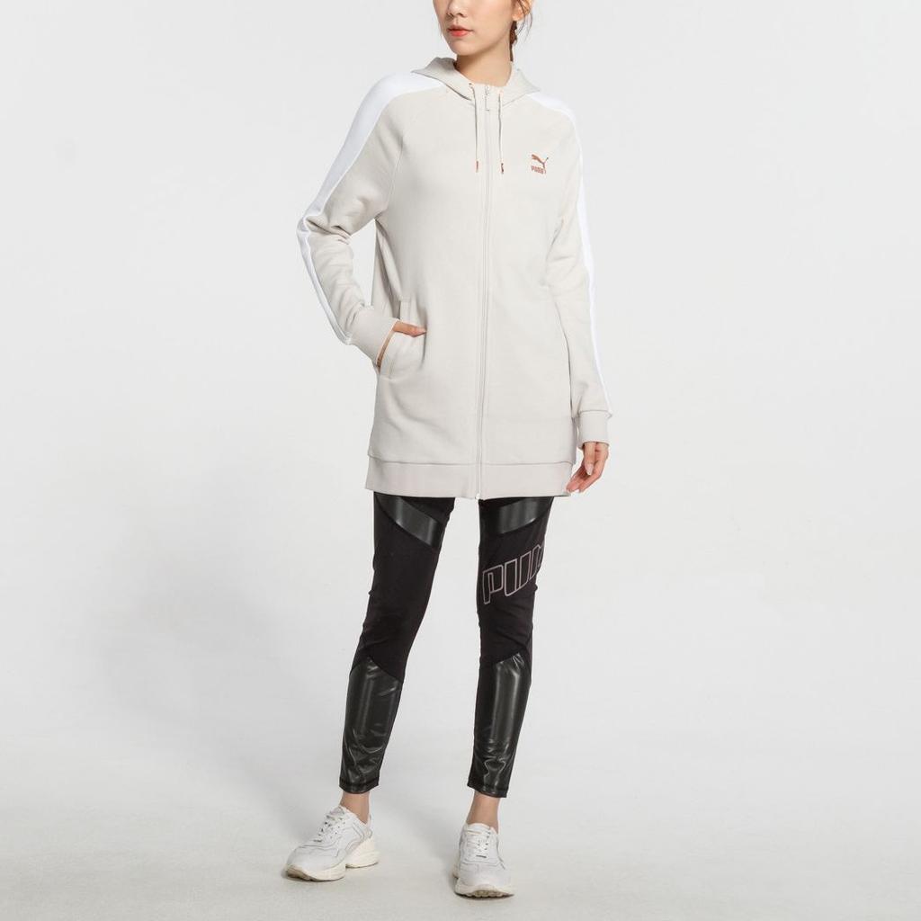 Puma Logo Printed Hooded Jacket Women Jacket Off-White 577425-45