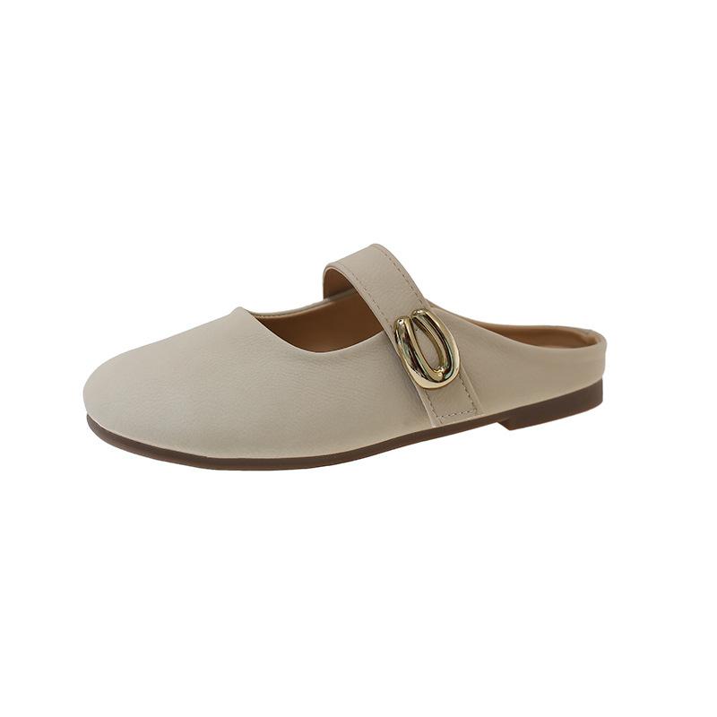 Flat Shoes, Half Slippers, Women s Shoes, Soft-soled Shoes, Lazy Person s Slippers 35 бежевый