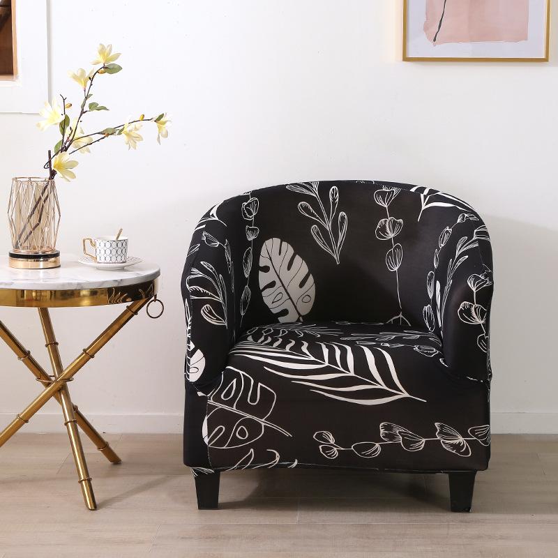 1pc Stretch Printed Club Armchair Cover Washable Tub Chair Slipcover Relax Single Chair Case for Coffee Bar Living Room Office