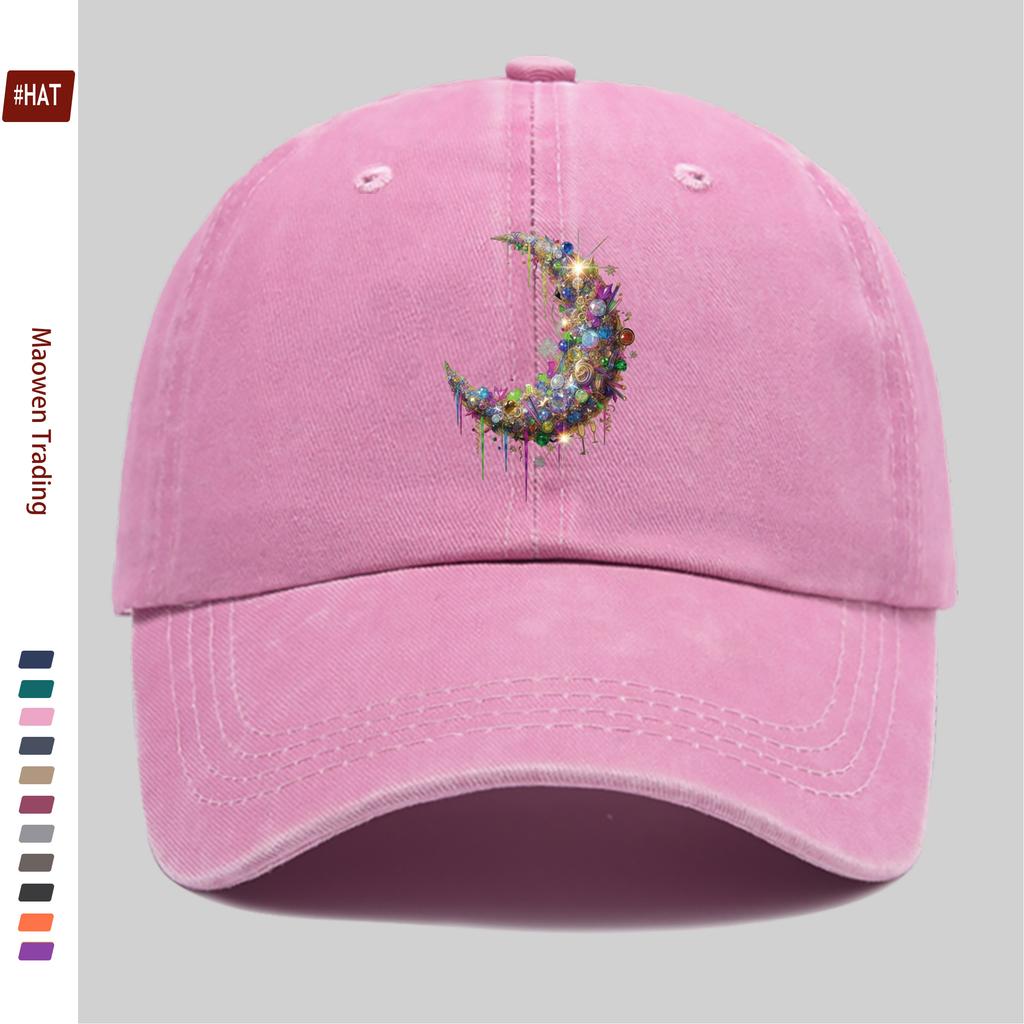 Pc Shimmering Moon Pattern Printed Baseball Cap Cool Printed Trucker Sun Hat Comfortable Lightweight Papa Cap Dad Mom Beach