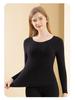 Women's Velvet Warm Base Layer Top - Antibacterial, Round Neck, Plush, Autumn