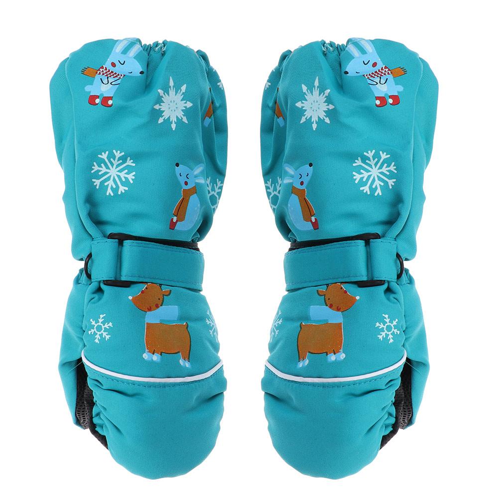 2-6 Years Winter Old Fashion Non-slip Print Cartoon Deer Rabbit Children Ski Gloves Windproof Thick Warm Long-sleeved Mittens
