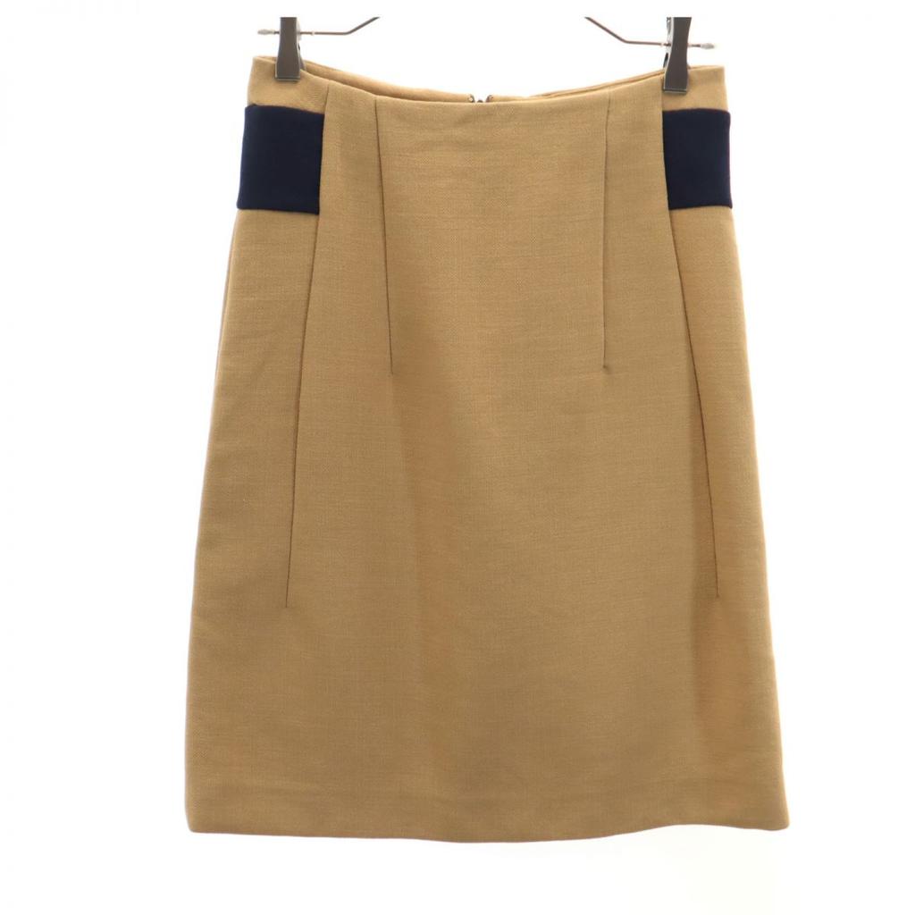Marni Color Scheme Midi Skirt 38 Brown X Navy Back Zip Women Used