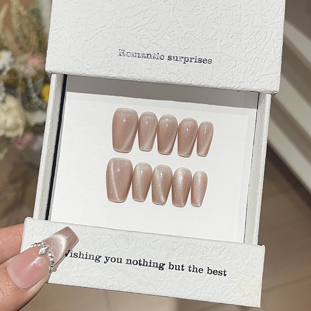 Daily Commuting Versatile Simple Side Light Cat Eyes Peach Blossom Stuffed Nails