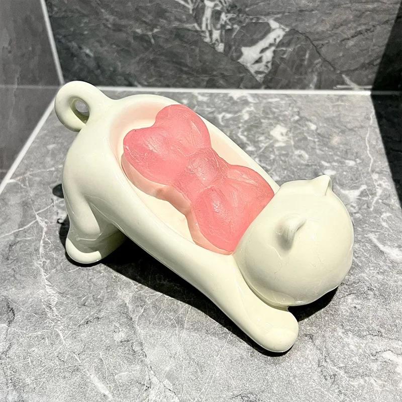 Drain soap box Household household non-punch-free hand washing table Ceramic soap box Toilet soap drain storage rack