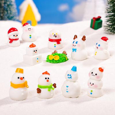 Weihnachten Mikrolandschaft Schneemann Kleine Ornamente, Schneeszene Landschaftsdekoration, Harzhandwerk Kleine Ornamente Zubehör