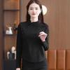New Ethnic Style New Chinese Fashion Temperament Jacquard Retro Stand-up Collar Bottom Button Long-sleeved Top