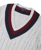 BROOKS BROTHERS Cotton Cable Tennis V-Neck Sweater (Grey) (Bbwnmm6839Wes)