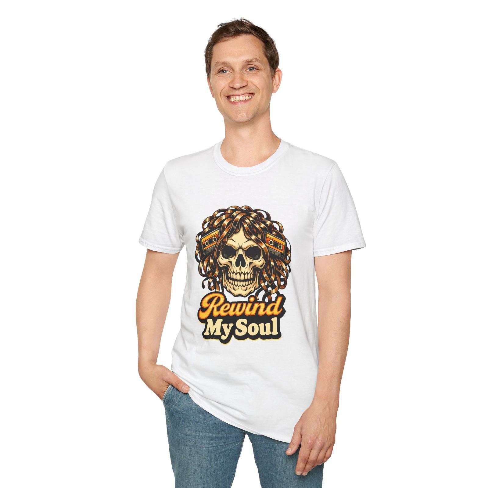Unisex Softstyle T-Shirt Skull Cassette Tape Retro Music Gothic Horror Vintage S разноцветный