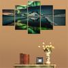5 Pieces Canvas Wall Arts Poster Painting Nature Aurora Borealis Winter Wallpaper Home Decor Picture Printing Mural Artwork