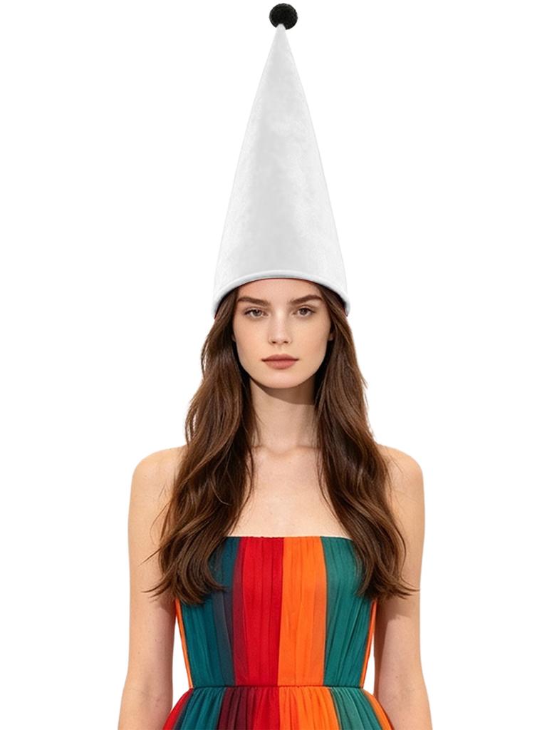 Cappello Conico di Velluto Fantasy Medievale per Adulti Costume da Nano Elfo Cappellino Copricapo Appuntito per Halloween Natale Festa in Maschera