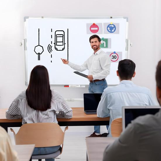Rolling Whiteboard with Stand, Mobile Magnetic Dry Erase Board On Wheels, Adjustable Height