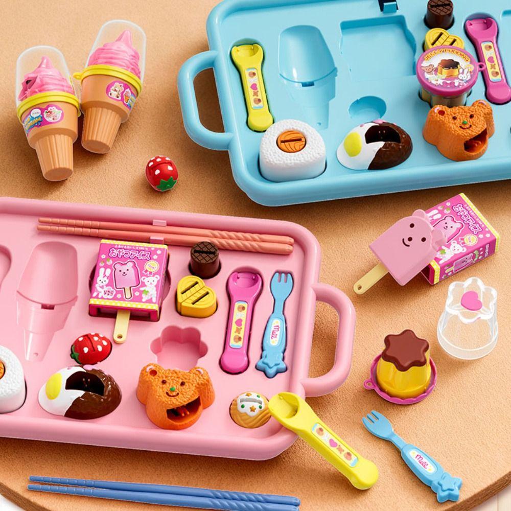 Little BearShape Pudding Feeding Set Pretend Play Early Education Lunch Box Pudding Toy Kawaii Role Play Play House Toys