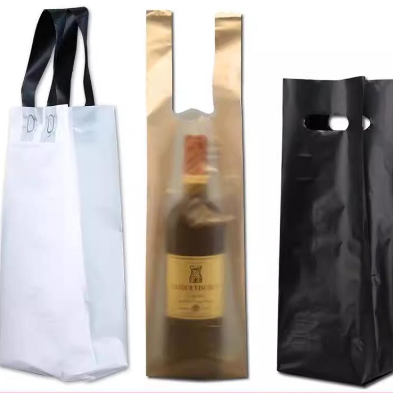 Universal Plastic Thick Handbag Red Wine Tote Bag Grape Wine Tote Transparent Gift Bag Portable Eco-friendly Purse Durable White Carrier Bag