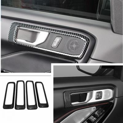 Carbon Fiber Inner Door Handle Frame Cover Trim For Ford Explorer 2020-2024
