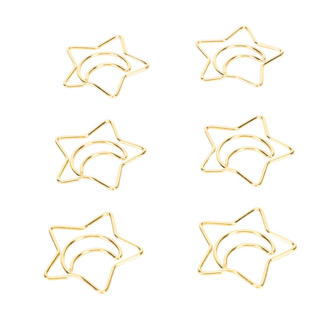100pcs Star Moon Paper Clips Prevent Rust Skid Resistance Cute Paperclips for   Daily Use School