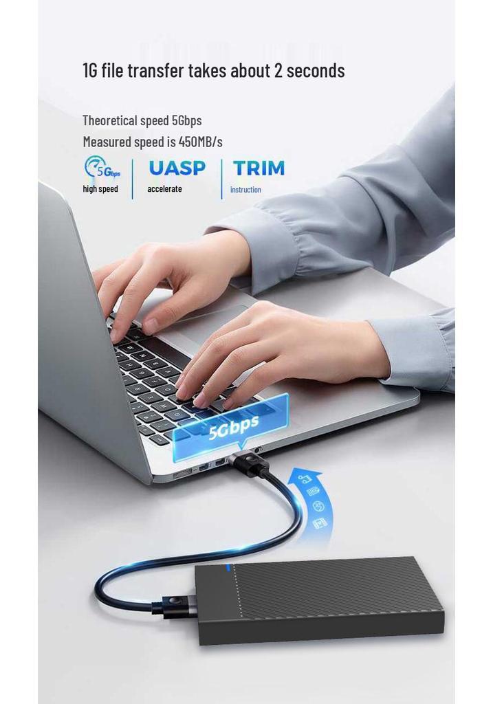 2.5" USB 3.1 Mechanical Hard Drive Enclosure for High-Speed Data Transfer