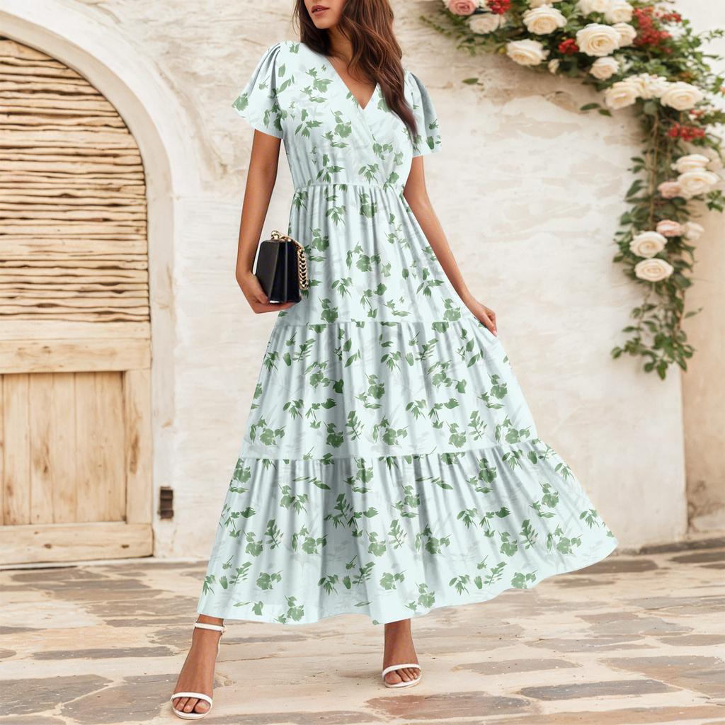 Women's Flowy Dresses Women's Summer Dresses Casual Short Sleeve Maxi Dresses Formal Maxi Dresses