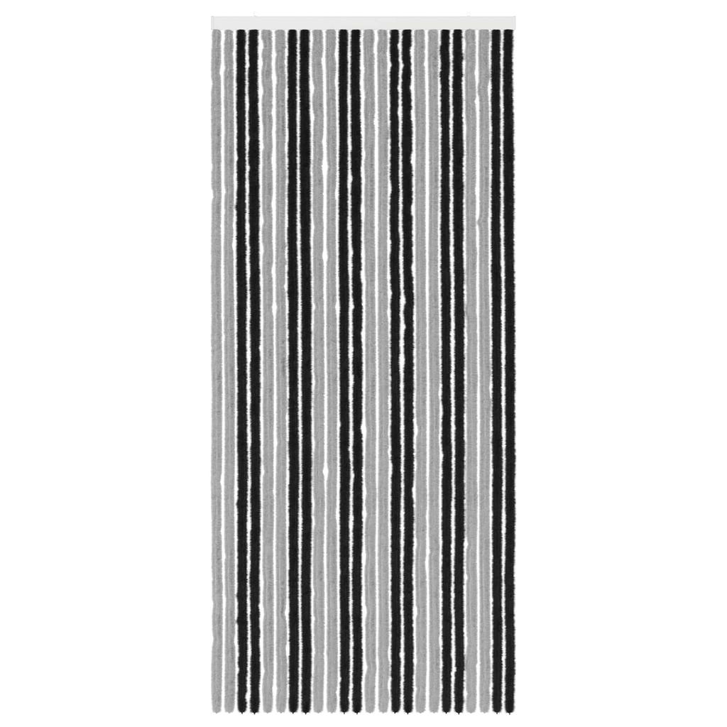Grey and Black Chenille Insect Screen Door Curtain 100 x 230 cm