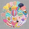 50PCS Hot Air Balloon Cartoon Stickers - Waterproof DIY Decals for Water Bottles & Luggage