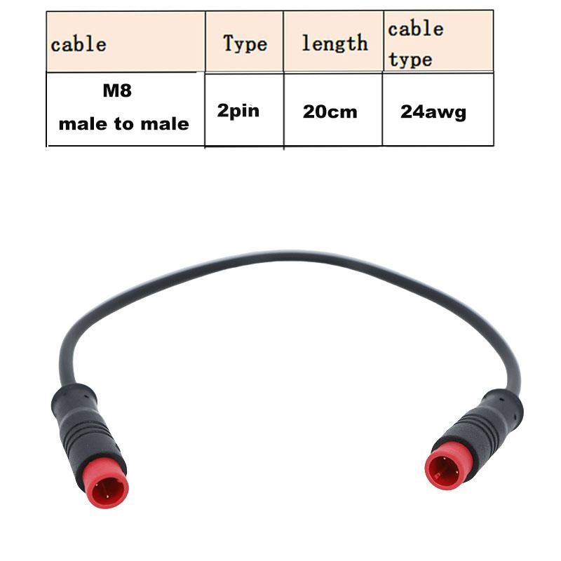Wasserdicht 0,2m 0,3m m8 2-poliger Kern Elektrisches Fahrrad Stecker Stecker Stecker Stecker Kabel Draht für Ebike Sensor Display