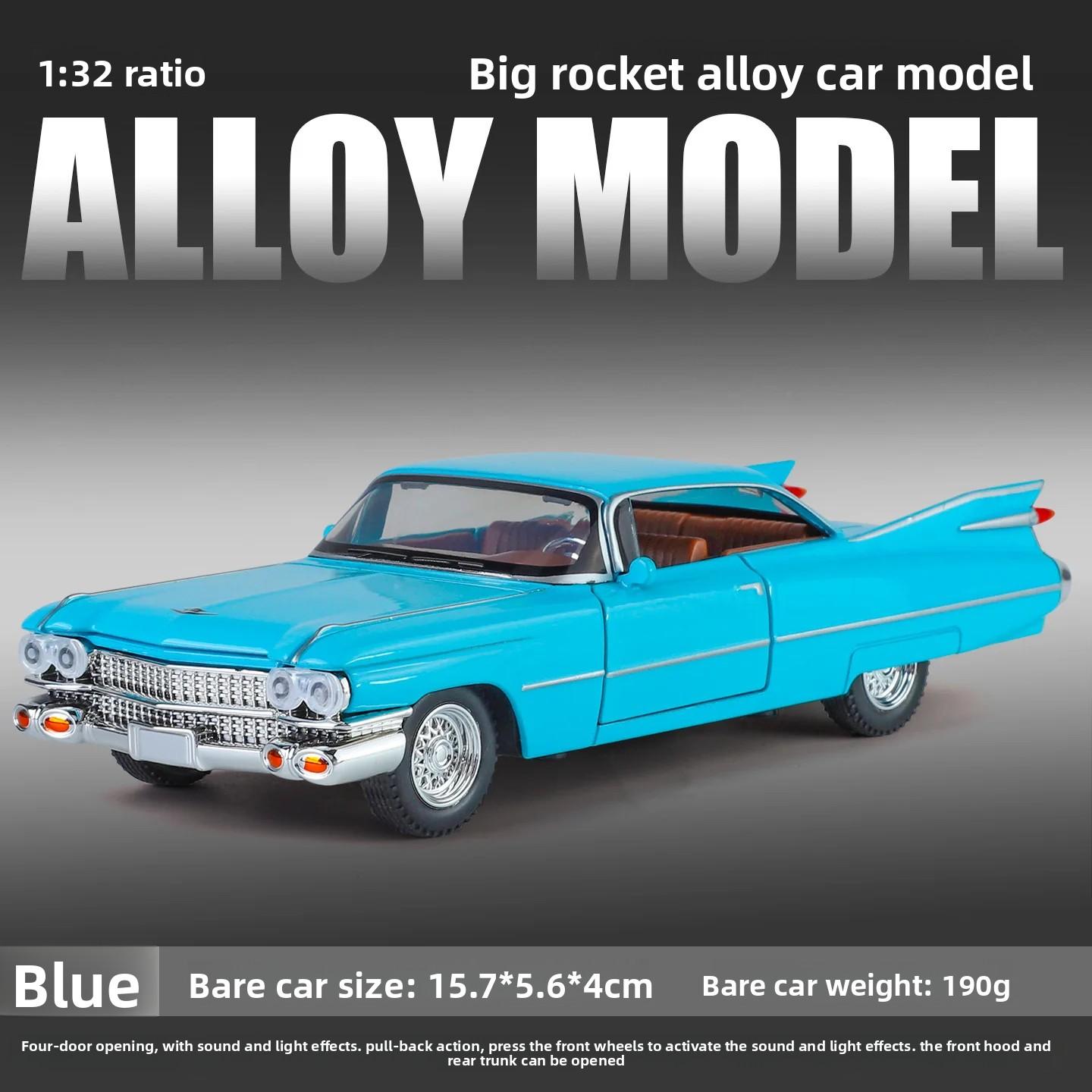 

Simulation 1:32 Cadillac Rocket Simulation Sound and Light Alloy Car Model Car Decoration Gift Collection High Detail Toy синій