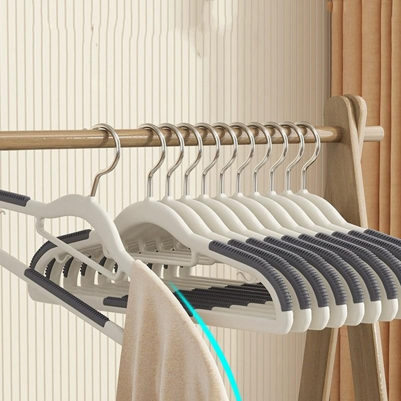 10 Stück rutschfeste, graue, multifunktionale Kleiderbügel für den Nass- und Trockenbereich, geeignet zum Aufhängen der Aufbewahrung von Kleidung im Schlafzimmerschrank