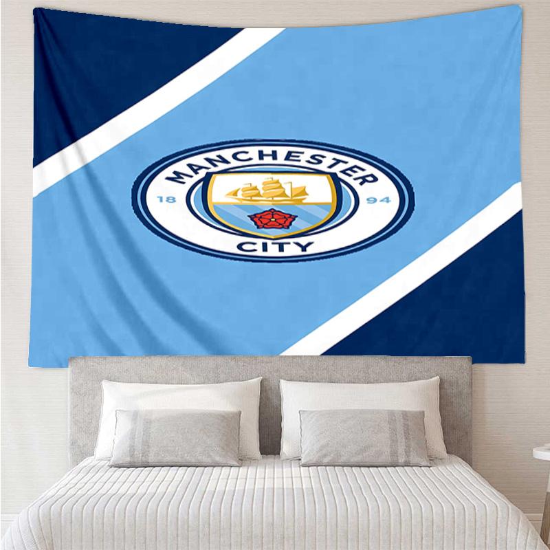 Manchester City Football Club Tapestry for Bedroom Aesthetic Classroom Tapestries Wall Hanging for Living Room Dorm Office,Ideal Creative Gift