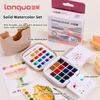 16 Farben Languo Festes Aquarellfarben-Set Tragbare Aufbewahrungstasche Pinsel Palette Box Aquarellpigment-Set Kunstbedarf