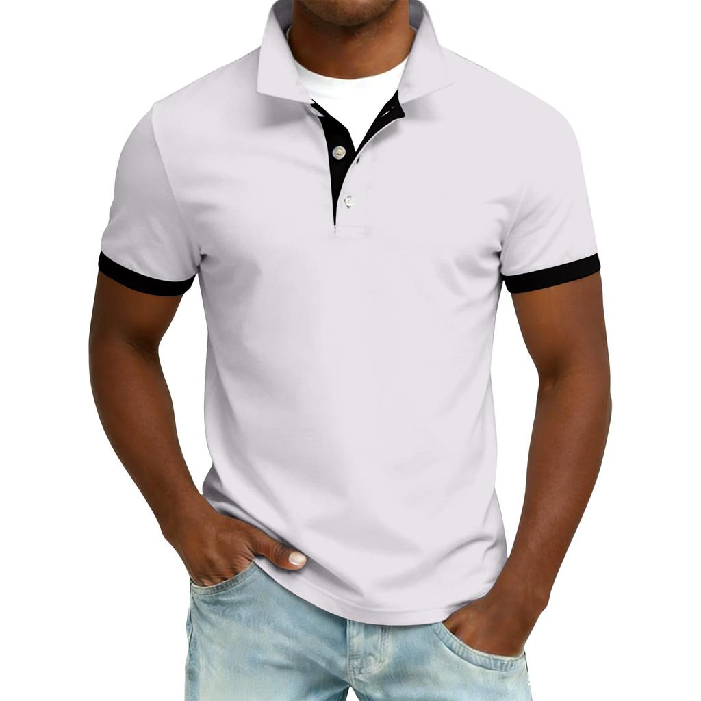 Men's Summer Button Lapel Loose Short Sleeve Top Men's Casual Fashion Top