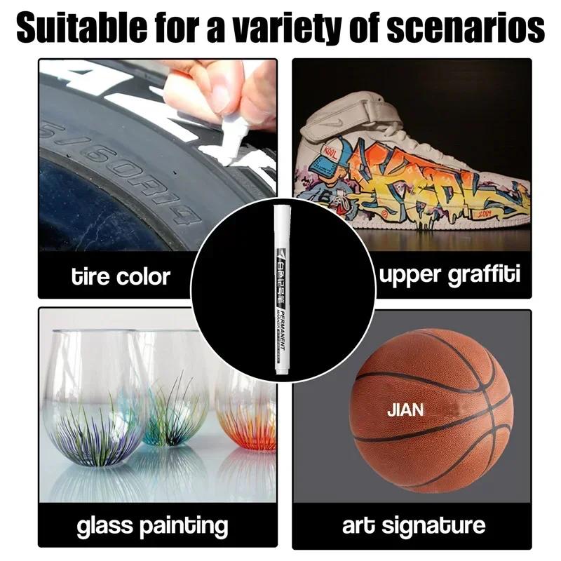 Chrome Marker Pen Car DIY Oily Paint Metallic Tyre Wheel Graffiti Tread Environmental Highlights Silver White Craftwork Amagi