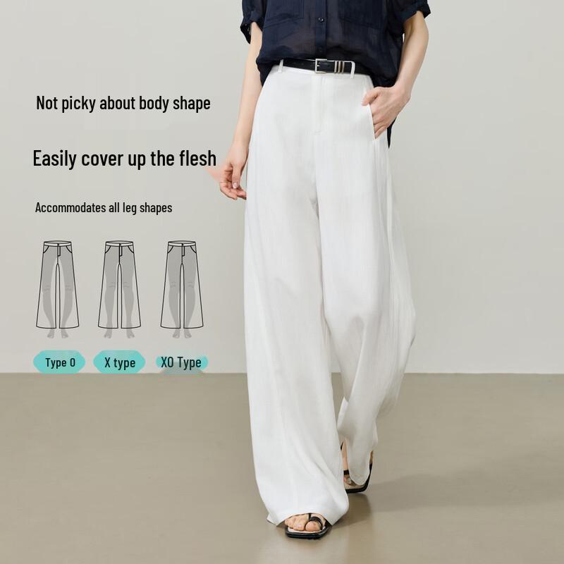 ESE-Y Women's Lyocell Linen Wide-Leg Trousers