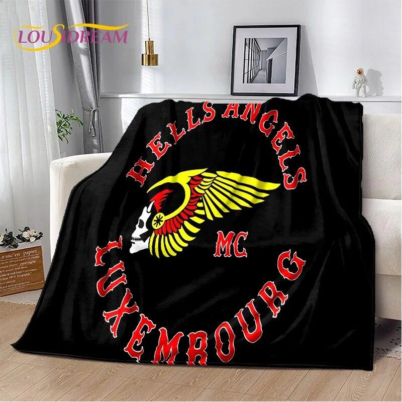 

3D Ковдра Hells Angels MC Motorcycle Sign, м яка ковдра для дому, спальні, ліжка, дивана, пікніка, подорожей, офісної ковдри, дитячої 150x200cm
