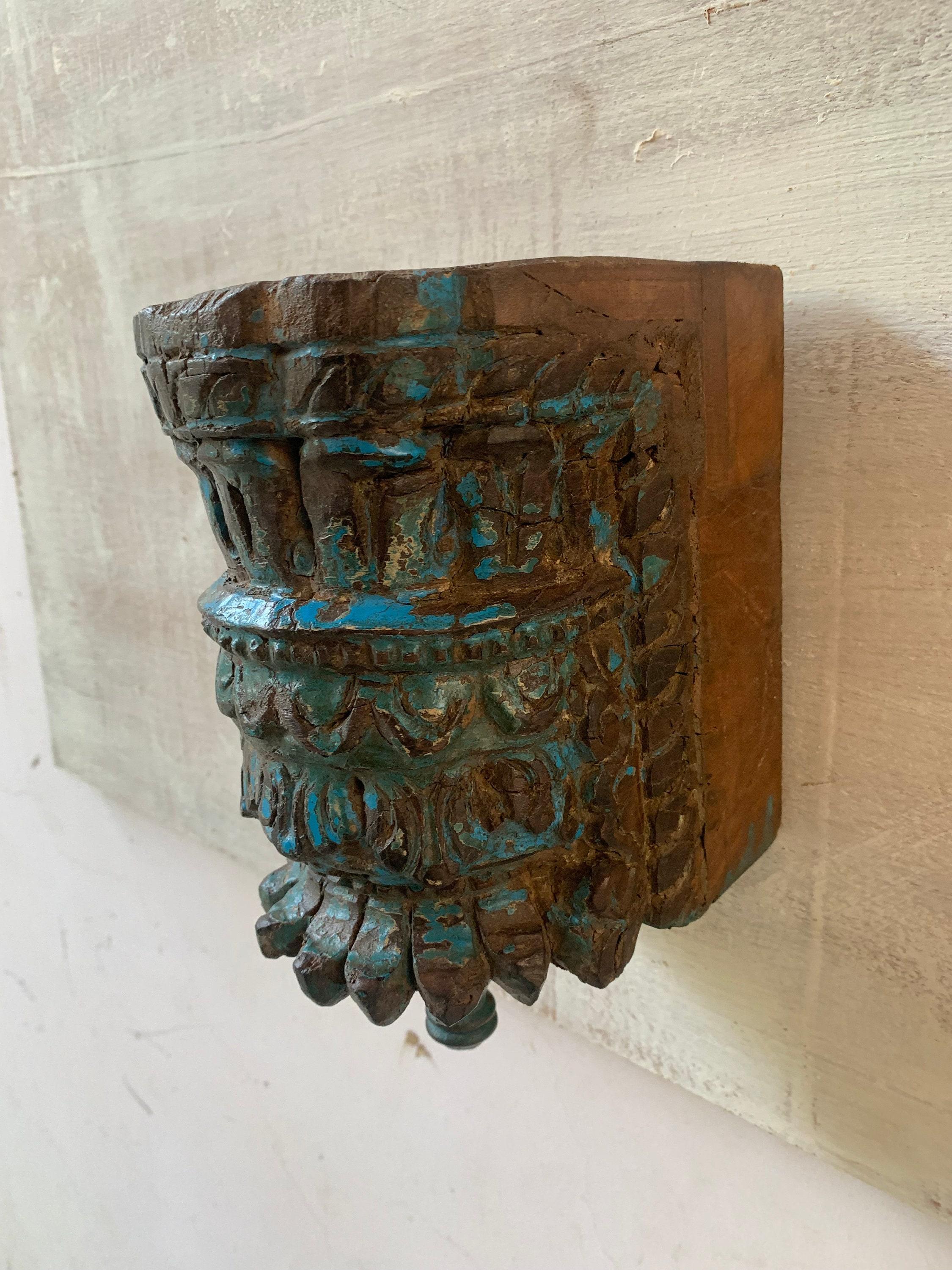 

Carved Floral Wood Floating Shelf: Rustic Blue Wall Decor 16” X 8” X 24” (l x w x h) разноцветный