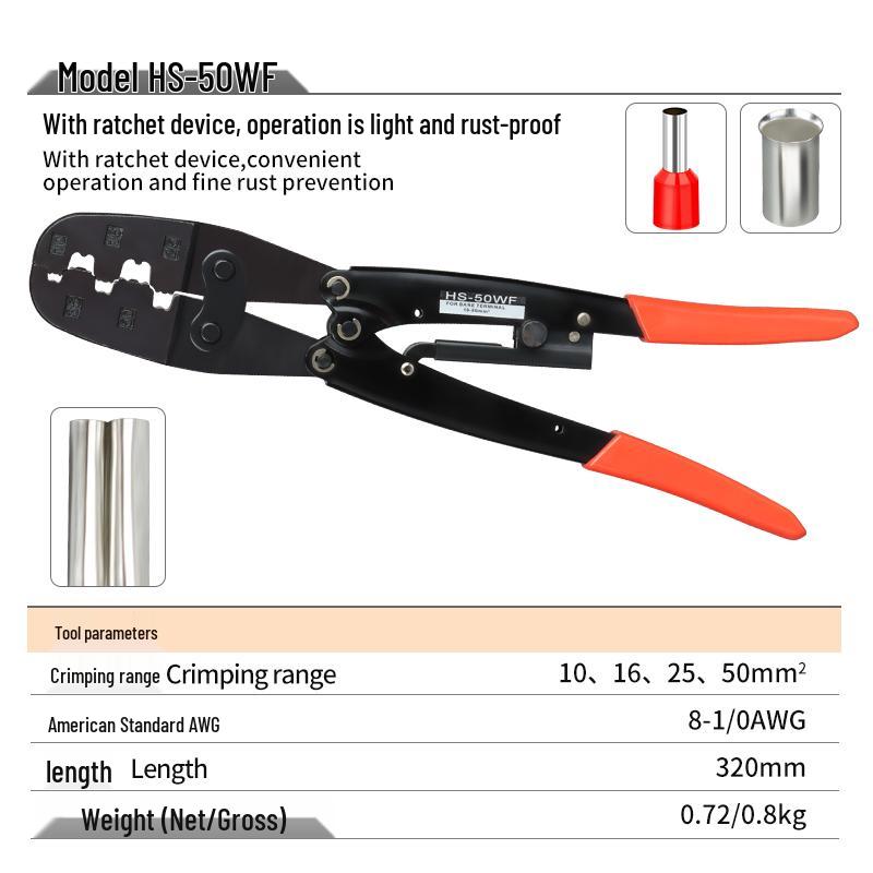 Ratchet Crimper for OT/SV/Ring/Fork Copper Wire Terminals