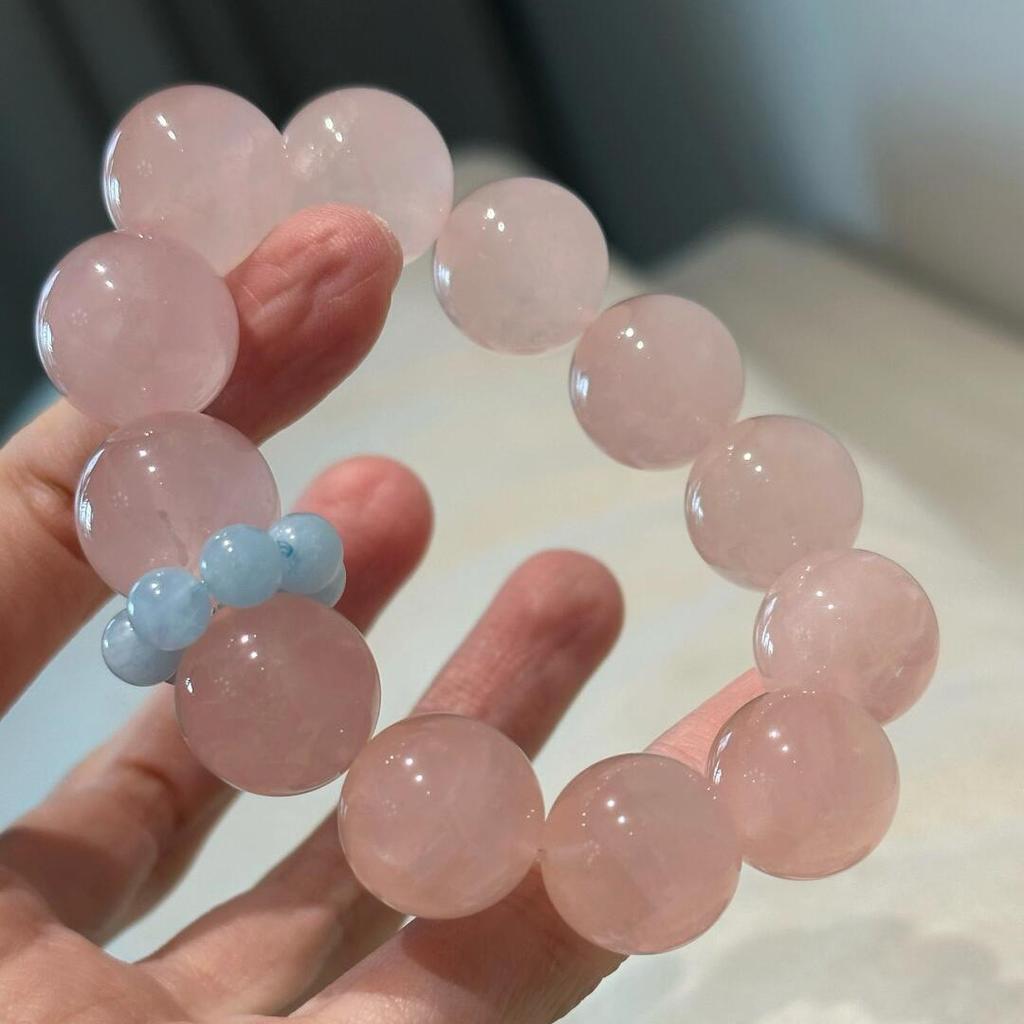 Grapefruit Ice Cream Big Mac Grapefruit Pink Aquamarine Running Ring DIY Natural Powder Crystal Large Granular Bracelet Niche Women