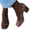 New Women's Ankle Boots,Flock Suede Short Botas,Winter Shoes,British Style,Square Toe,Back Zip,Leopard,Purple,Dropship