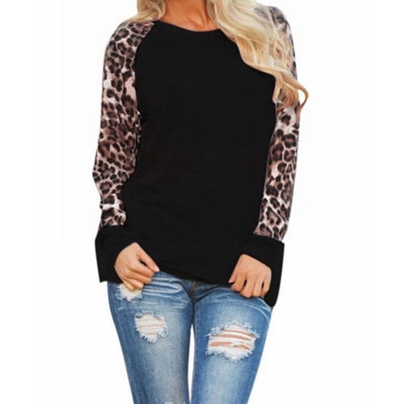 Fashionable Plus Size Womens Long Sleeve Leopard T Shirts With A Loose And Easy Fit