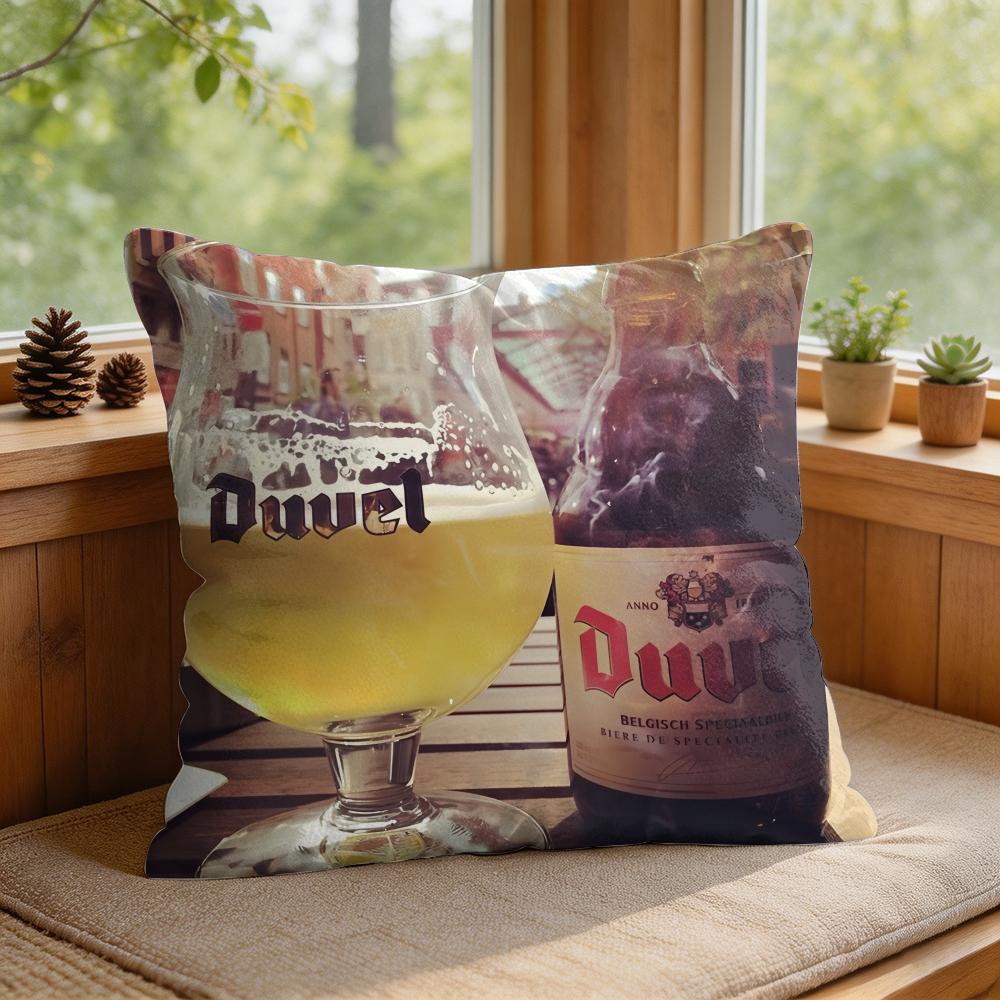 DDuvel Beer Beer Logo Cushion Cover Square Short Plush Pillow Case Living Room Sofa Home Decor Funda X