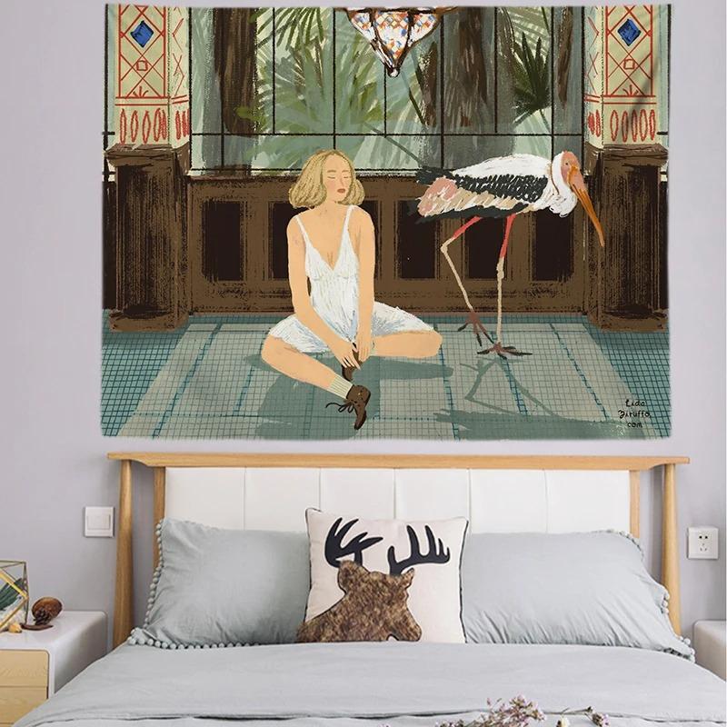 Böhmischer Stil Wohnen Illustration Dekorative Wandteppich Heim Wanddekoration Büro Wohnzimmer Wandteppich
