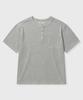 KIIMUIR [Crop] Heavy Cotton Roll-Up Henley Neck Short Sleeve T-Shirt_Melange Gray