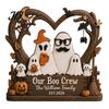 Gifts for Halloween Ghost Family Wooden Plaque, Pumpkin Couple Tabletop Sign, Decorative Plaques Farmhouse Home Ornament Tiered Tray Shelf Decor Theme