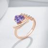 Geometric Purple Zircon Elegant Golden Rings for Women Fashion Accessories Personality Costume Jewelry
