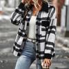 Women's Fashion Plaid Long Sleeve Loose Casual Fall And Winter Tops Jacket