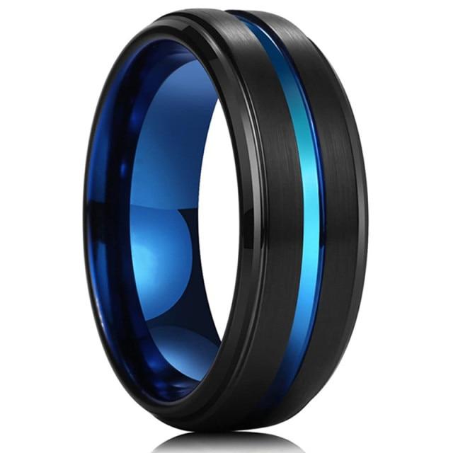 30 Styles Men Blue Grooved Black Stainless Steel Ring Koa Wood And Abalone Shell Inlay Arrow Red Meteorite Ring Men Wedding Band